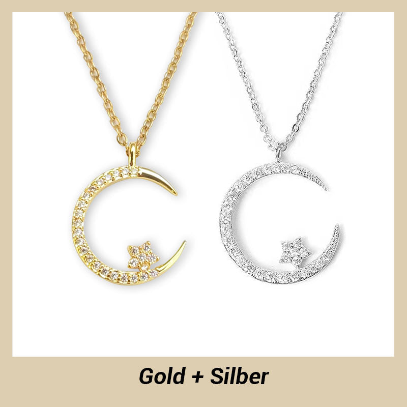 Elegante Mond Stern Halskette