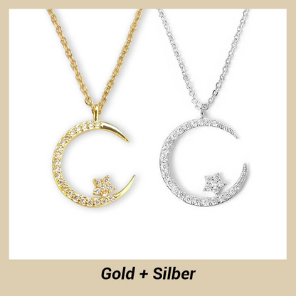 Elegante Mond Stern Halskette