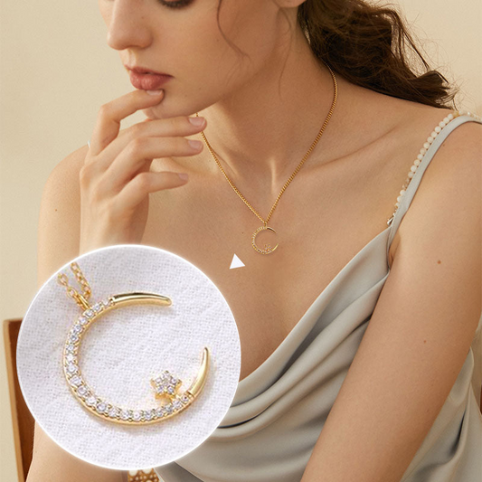 Elegante Mond Stern Halskette