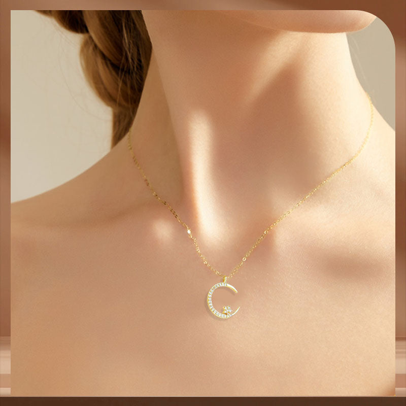 Elegante Mond Stern Halskette