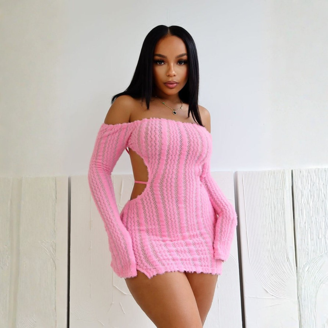 Figurbetontes Mini Kleid mit Cut-Out und Rüschen