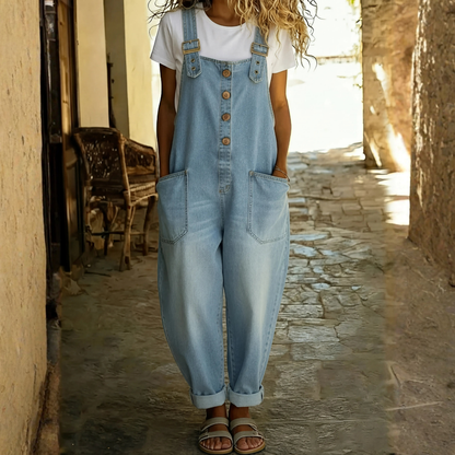 Lässiger Denim-Jumpsuit mit verstellbaren Trägern
