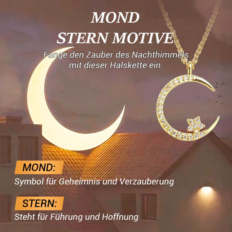 Elegante Mond Stern Halskette