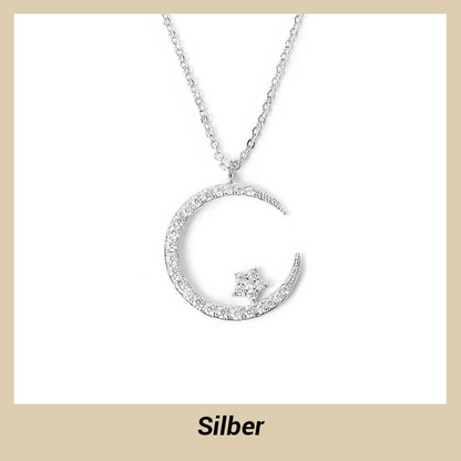 Elegante Mond Stern Halskette