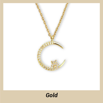Elegante Mond Stern Halskette