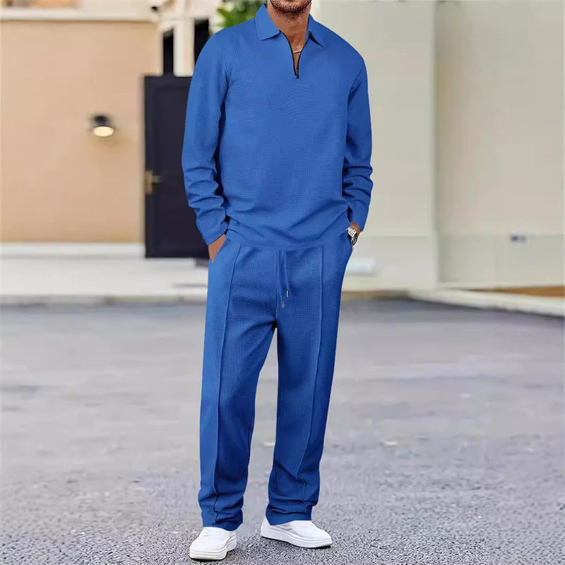 Elegantes Herren Freizeit-Set mit Reißverschlusskragen und Hose